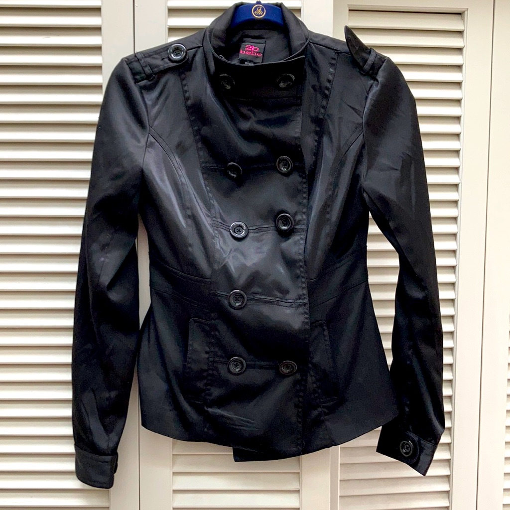 2b Bebe Polyester Black Button Jacket